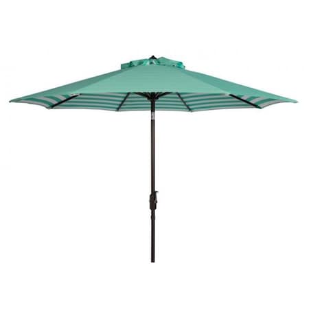 Safavieh 9 ft. Athens Inside Out Striped Crank Outdoor Auto Tilt Umbrella, Green PAT8007E